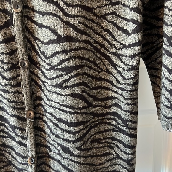 VTG Karen Lessly brown sweater small animal print workwear casual indie cardigan - Picture 5 of 14